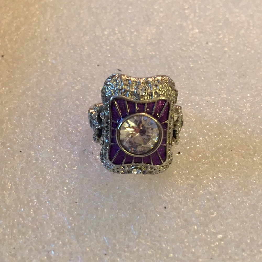 Art Deco 925 zircon enamel ring